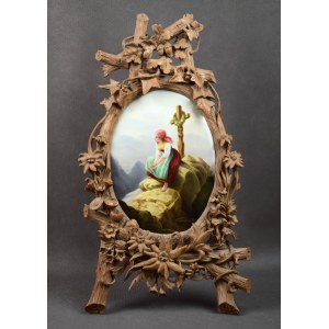 Miniatura “Dziewczyna na tle gór”, porcelana, XIX w.
