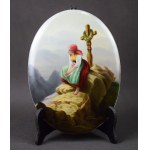 Miniatura “Dziewczyna na tle gór”, porcelana, XIX w.