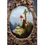 Miniatura “Dziewczyna na tle gór”, porcelana, XIX w.
