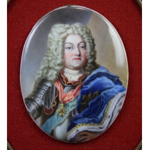 Miniatura na porcelanie, “Król Polski August III Sas”, XIX w.