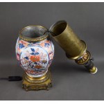 Öl-/Elektrolampe, Imari, Japan, 18. Jahrhundert, vergoldete Bronze, Frankreich, Mitte 19.