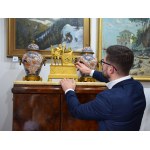 Heracles mantel clock, gilt bronze, France, circa 1830;