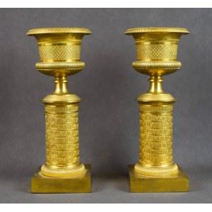 Empire style candlesticks, gilt bronze, France, circa 1820.