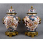 Para amfor, Imari, Japonia, ok. 1700 r., Edo, okucie z brązu złoconego XIX w.