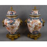 Para amfor, Imari, Japonia, ok. 1700 r., Edo, okucie z brązu złoconego XIX w.