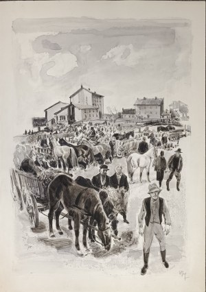 Wacław Siemiątkowski (1896-1977), Na targu, 1975