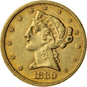 5 dolarów, 1880, (Filadelfia)