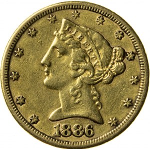 5 dolarów, 1886, S (San Francisco)