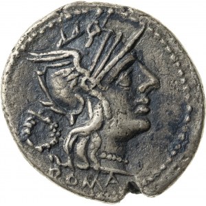 srebrny denar, 128 r. p.n.e., T. Cloulius (lub Cloelius), Republika Rzymska