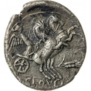 srebrny denar, 128 r. p.n.e., T. Cloulius (lub Cloelius), Republika Rzymska