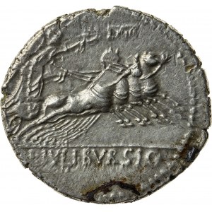 srebrny denar, 85 r. p.n.e., L. Julius Bursio, Republika Rzymska