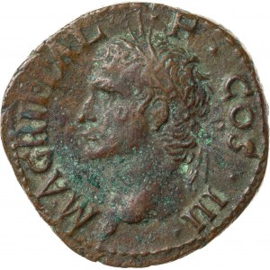 brązowy (miedziany) as, wybity za Kaliguli, 37-41 n.e., M. Agryppa (zm. 12 r. p.n.e.), Cesarstwo Rzymskie