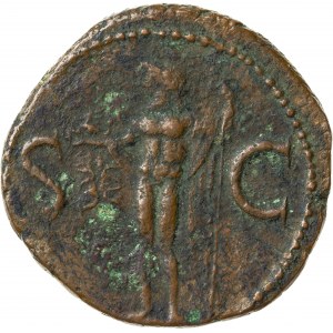 brązowy (miedziany) as, wybity za Kaliguli, 37-41 n.e., M. Agryppa (zm. 12 r. p.n.e.), Cesarstwo Rzymskie