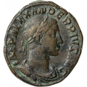 brązowy (orichalcum) sesterc wybity między 231-235 r., Sewer Aleksander (222-235), Cesarstwo Rzymskie