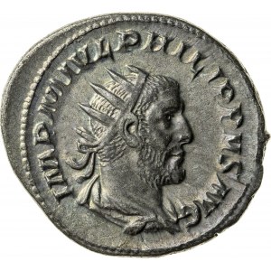 srebrny antoninian wybity między 244-247 r., Filip I (244-249), Cesarstwo Rzymskie