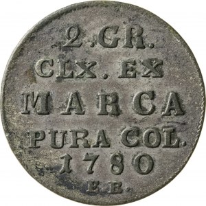 2 grosze srebrne, 1780, Stanisław August Poniatowski, EB