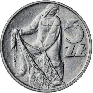 5 zł, 1971, Rybak, aluminium, rzadszy rocznik