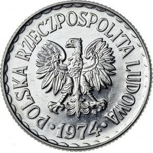 1 zł, 1974, aluminium, efekt proof like