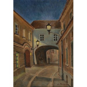 TESLAR Antoni (1898-1972) - Warszawa: ul. Kozia w nocy; 1965