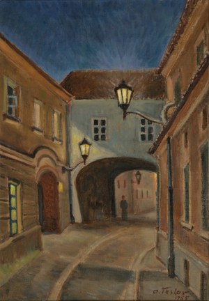 TESLAR Antoni (1898-1972) - Warszawa: ul. Kozia w nocy; 1965