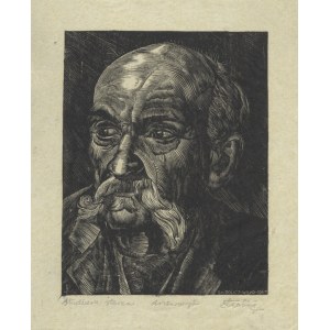 ROLICZ Stanisław (1913-1997) - „Studium starca”; 1943. Drzeworyt