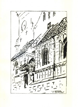 WYCZÓŁKOWSKI Leon (1852-1936) - Wejście do Katedry na Wawelu; 1922. Autolitografia