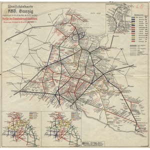 [GDAŃSK, Piła, Bydgoszcz, Toruń] Mapa poglądowa połączeń kolejowych Dyrekcji Kolei Rzeszy w Gdańsku