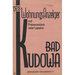 [KUDOWA-ZDRÓJ] Bad Kudowa: Wohnungs Anzeiger. 1928