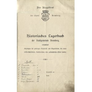 HISTORISCHES Lagerbuch der Stadtgemeinde Bromberg [prima del 1920].