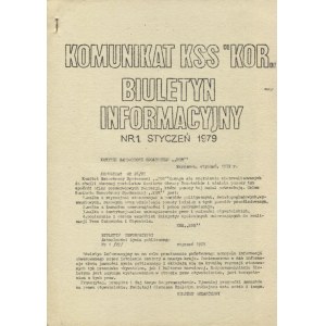 KOMUNIKAT KSS „KOR” / Biuletyn Informacyjny. 1979, nr 26/27 [Komunikat], nr 1 (27) [Biuletyn]