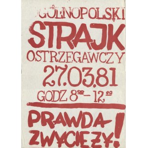 [AFISZ] Ogólnopolski strajk ostrzegawczy 27.03.81