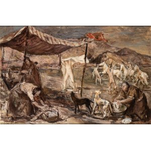 GIOVANNI BRANCACCIO (Pozzuoli 1903-Napoli 1975), Sketch, people by the river, 1942