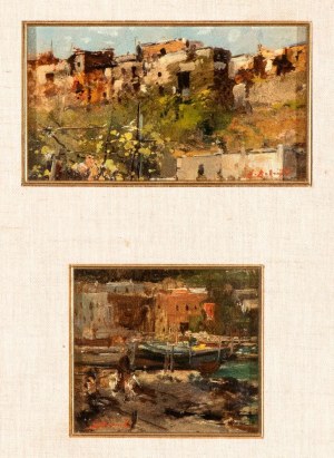 EZELINO BRIANTE (Napoli 1901-Roma 1971), Lot of two little port views