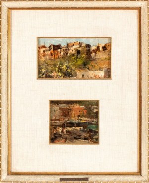 EZELINO BRIANTE (Napoli 1901-Roma 1971), Lot of two little port views