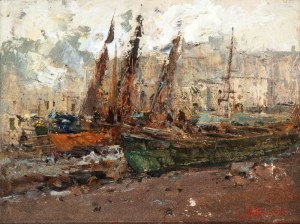 EZELINO BRIANTE (Napoli 1901-Roma 1971), Boats in the harbour,