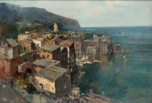 EZELINO BRIANTE (Napoli 1901-Roma 1971), Aerial view on the port