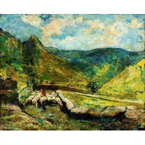 ERMENEGILDO AGAZZI (Mapello 1866-1945), Mountain landscape,