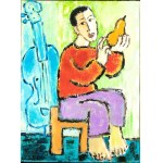 KRZYSZTOF KOKORYN (Szczytno 1964), Portrait of a young boy with pear and violin, 2000
