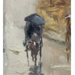 FRANCESCO GRANIGLIA, Small road with figures and a carriage - Francesco Graniglia (1912-2000)