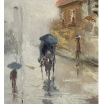 FRANCESCO GRANIGLIA, Small road with figures and a carriage - Francesco Graniglia (1912-2000)
