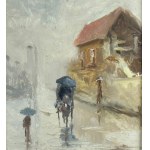 FRANCESCO GRANIGLIA, Small road with figures and a carriage - Francesco Graniglia (1912-2000)