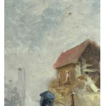 FRANCESCO GRANIGLIA, Small road with figures and a carriage - Francesco Graniglia (1912-2000)
