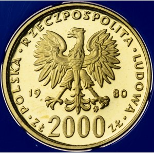 2000 zł, 1980, Bolesław I Chrobry, Au900, 8g, PRL
