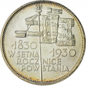 5 zł, 1930, II RP, sztandar, PRZEPIĘKNY, patyna, połysk menniczy