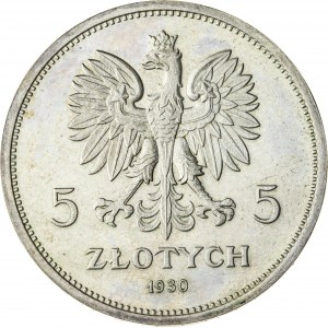 5 zł, 1930, II RP, sztandar, GŁĘBOKI, R