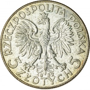 5 zł, 1932, bez znaku, II RP, kobieta w czepcu