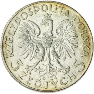 5 zł, 1934, II RP, kobieta w czepcu