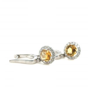 EARRINGS IN WHITE GOLD 4.78 GR WITH QUARTZ AND DIAMONDS - DH-EB