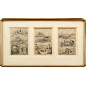 Juliusz KOSSAK (1824 Nowy Wiśnicz - 1899 Kraków), Wołyń, Ukraina, Podole - tryptyk