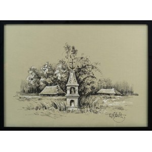 Wiktor ZIN (1925 Hrubieszów - 2007 Rzeszów), Paysage avec chapelle